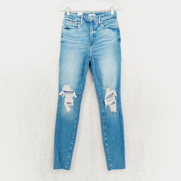 New Good American Good Waist Distressed Jeans P5495 - Picture 2 of 10